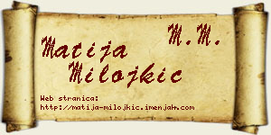 Matija Milojkić vizit kartica